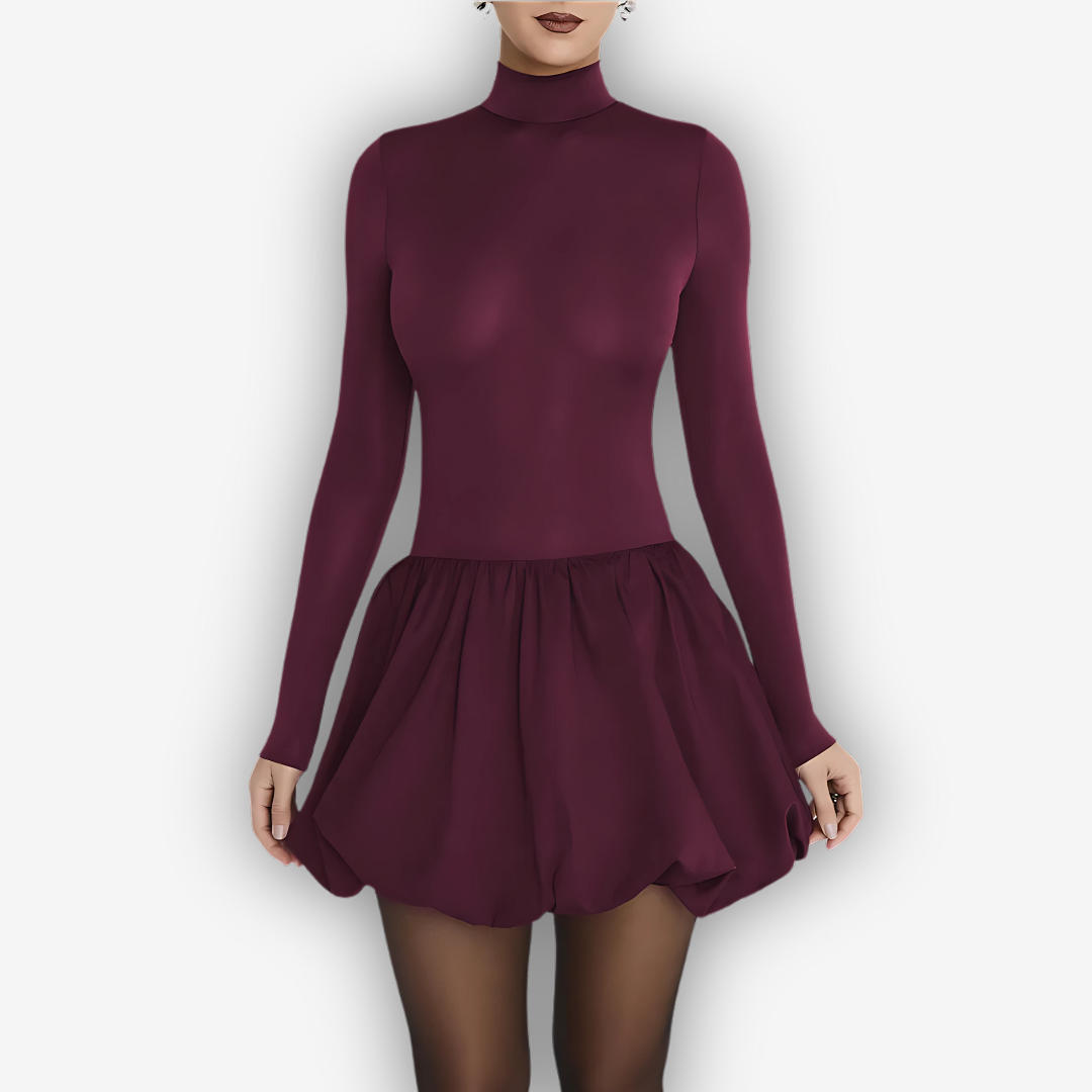 Ruby Patchwork Mini Dress – High-Waist A-Line Chic