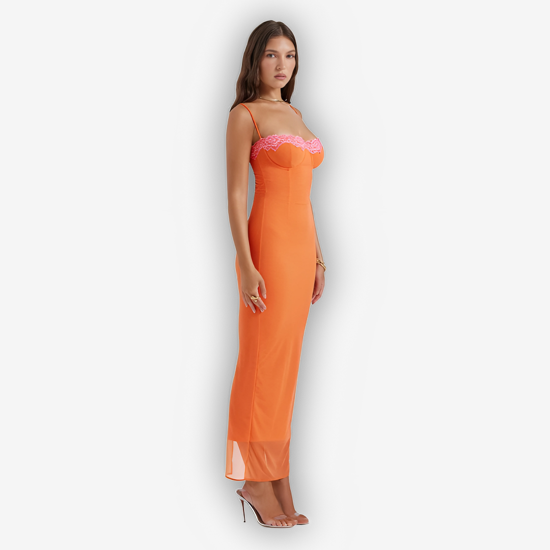 Viviana Lace Spaghetti Strap Maxi Dress