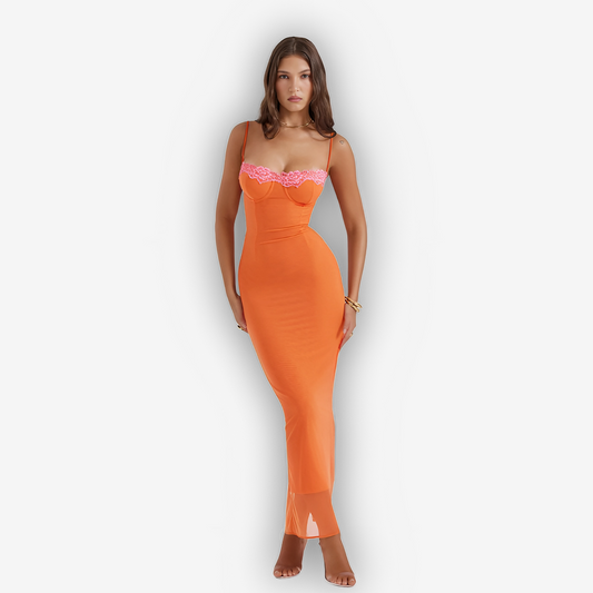 Viviana Lace Spaghetti Strap Maxi Dress