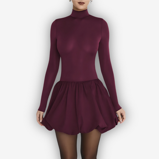 Ruby Patchwork Mini Dress – High-Waist A-Line Chic