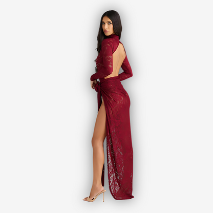 Flora Lace Two-Piece Set – Turtleneck & Maxi Skirt