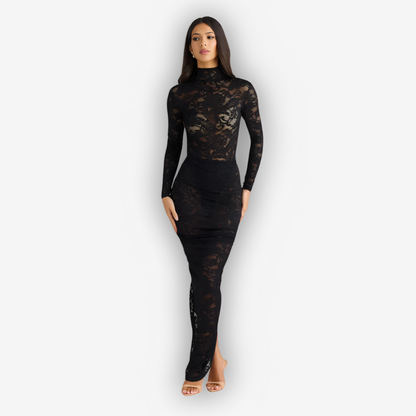 Flora Lace Two-Piece Set – Turtleneck & Maxi Skirt