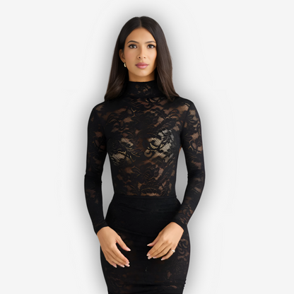 Flora Lace Two-Piece Set – Turtleneck & Maxi Skirt